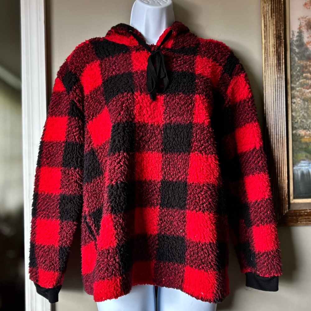 Mentally Exhausted Plaid Teddy Hoodie